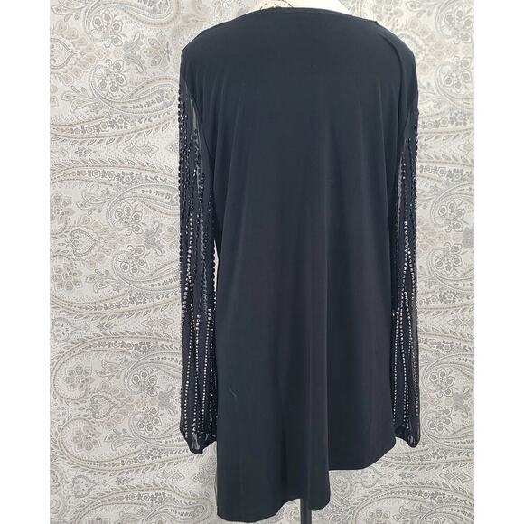 Marina Beaded Asymmetrical Hemline Long Sleeve Jeweled Top SZ 16 Formal event - Picture 3 of 12